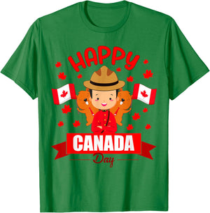 Happy Canada day Flag boys girls kids Toddler Canadian Pride T-Shirt - T-Shirt | Irish Green