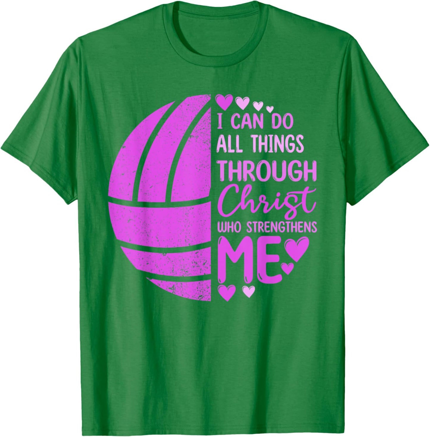 Volleyball Girl Women Boy Men Funny Volleyball Christ Verse T-Shirt - T-Shirt | Irish Green