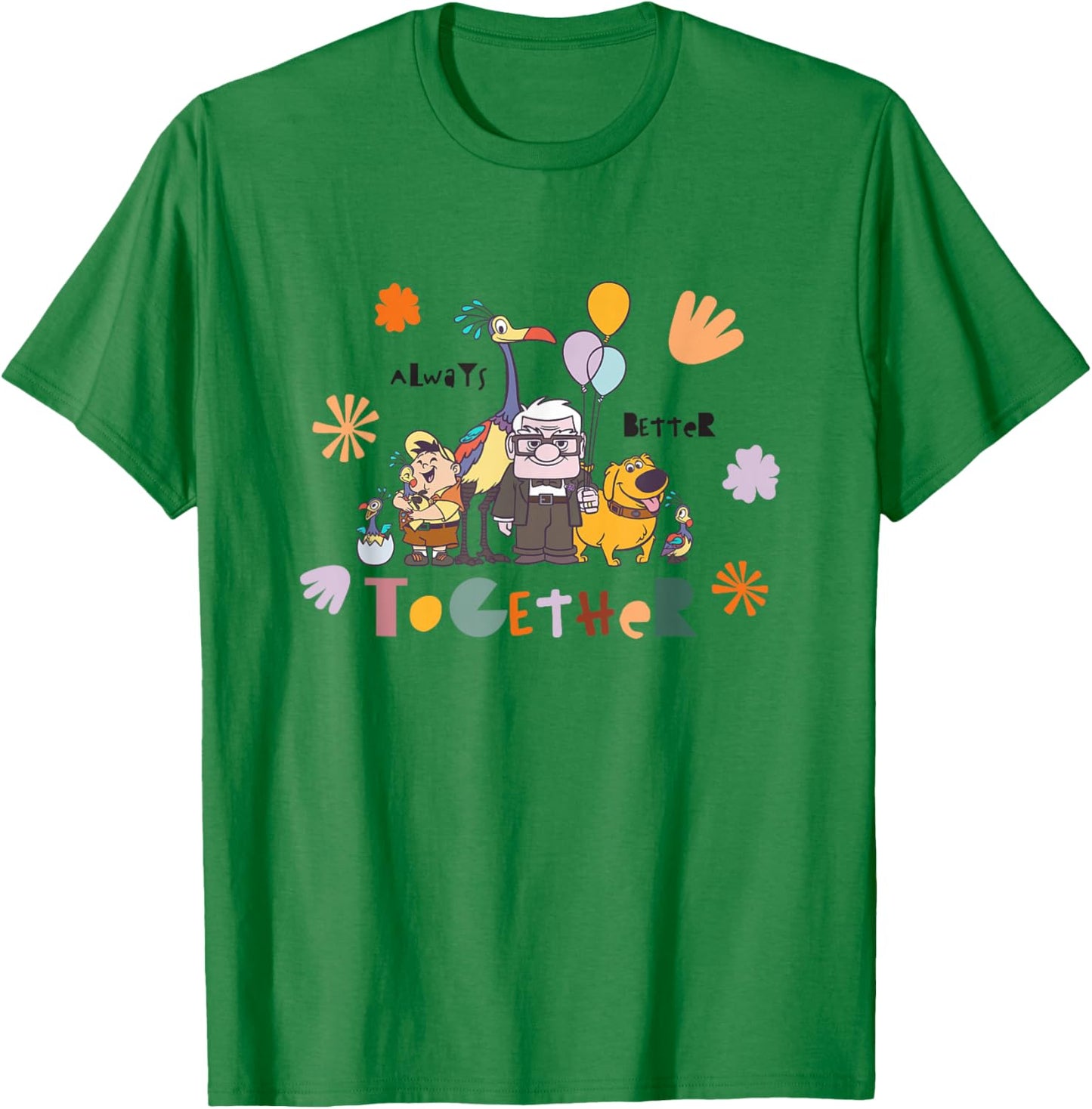 Disney Pixar Up Always Better Together Cute Group Shot Logo T-Shirt - T-Shirt | Irish Green