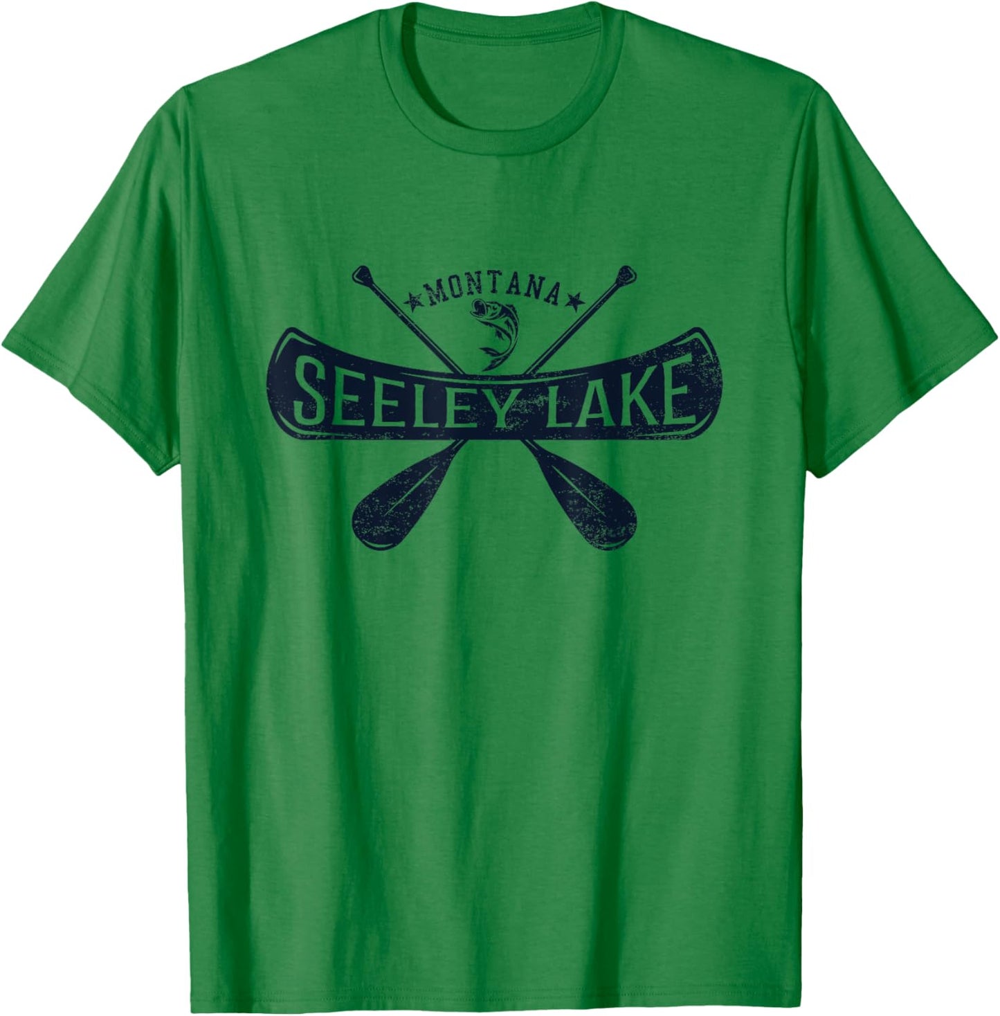 Seeley Lake Montana Vintage Distressed T-Shirt - T-Shirt | Irish Green