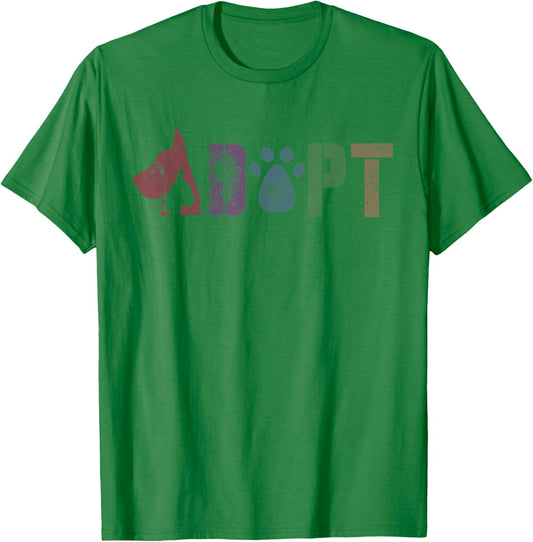 Vintage ADOPT Rescue Shelter Pets Adoption Volunteer T-Shirt - T-Shirt | Irish Green