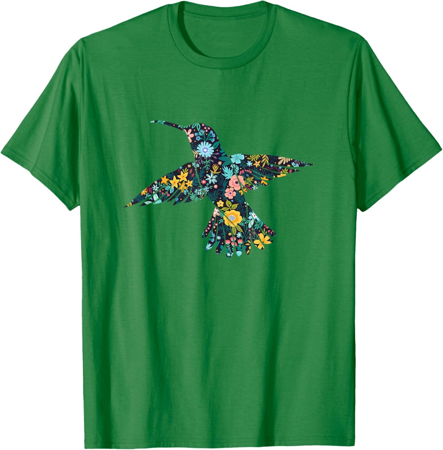 Floral Hummingbird Birds Silhouette Girls Graphic T-Shirt - T-Shirt | Irish Green