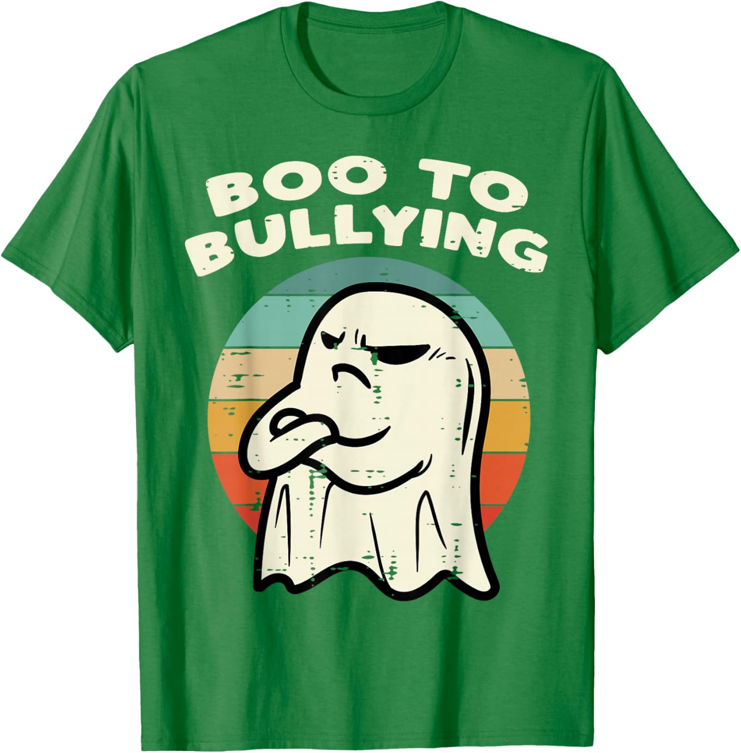 Boo To Bullying Retro Orange Unity Day Halloween Ghost Kids T-Shirt - T-Shirt | Irish Green