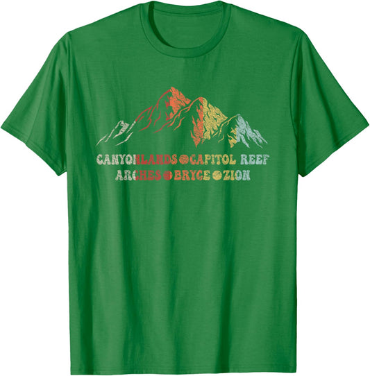 Vintage Utah Souvenir Big 5 Utah Mighty Five National Park T-Shirt - T-Shirt | Irish Green