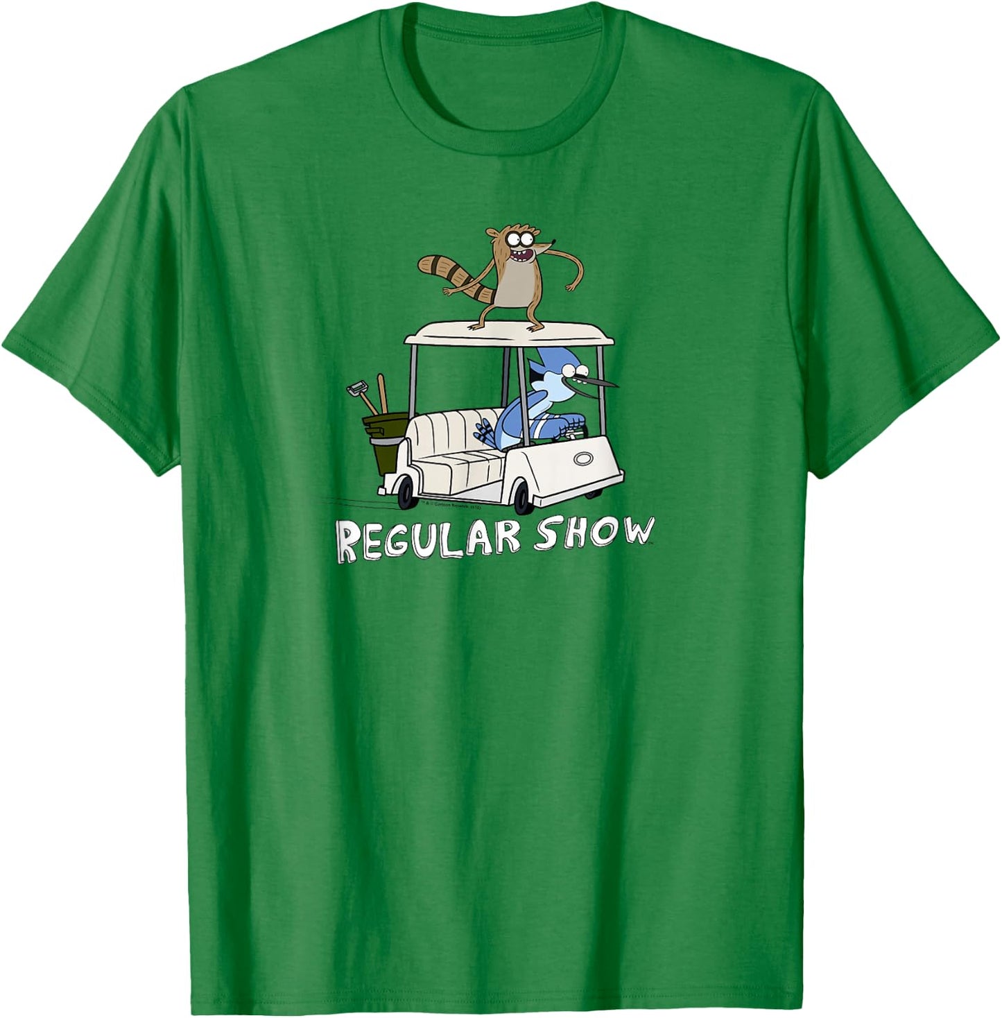 Regular Show Mordecai and Rigby Golf Cart T-Shirt - T-Shirt | Irish Green