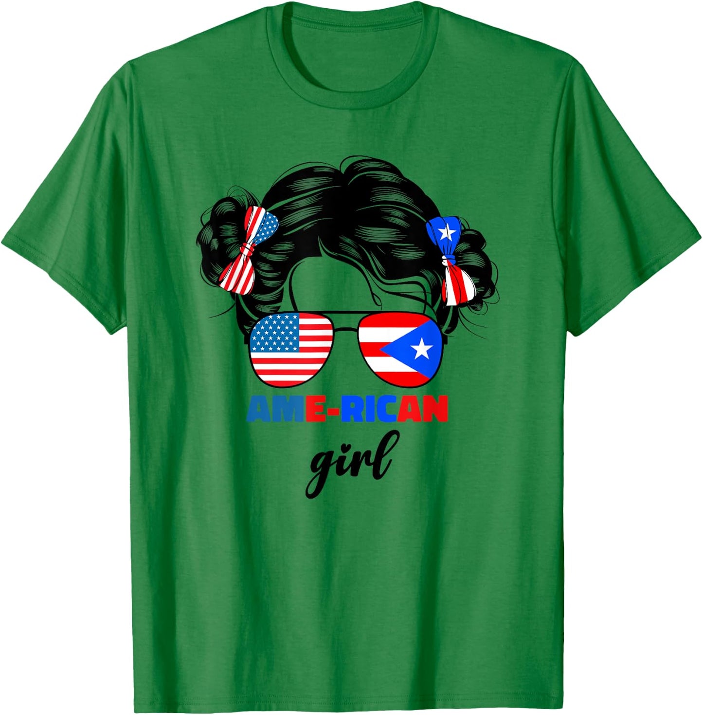 Half American And Puerto Rican Rico Flag Kids Baby Girls T-Shirt - T-Shirt | Irish Green