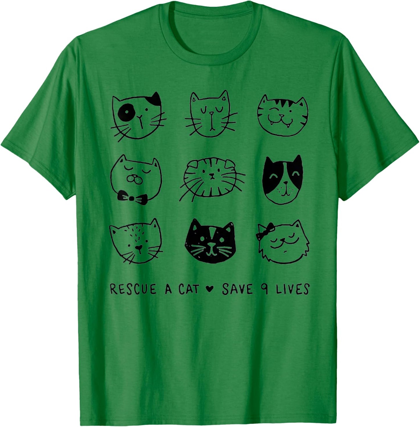 Rescue A Cat Save Nine Lives Funny Cat Lover Gift Women T-Shirt - T-Shirt | Irish Green