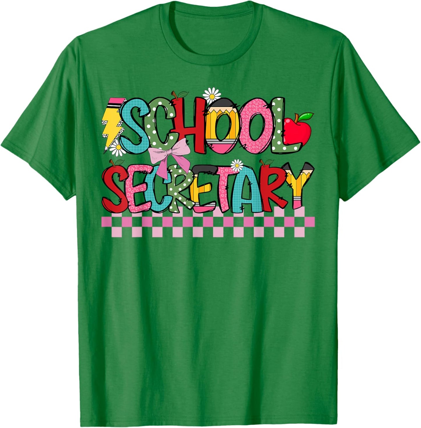 School Secretary Coquette Bow Pencil Cute School Secretary T-Shirt - T-Shirt | Irish Green