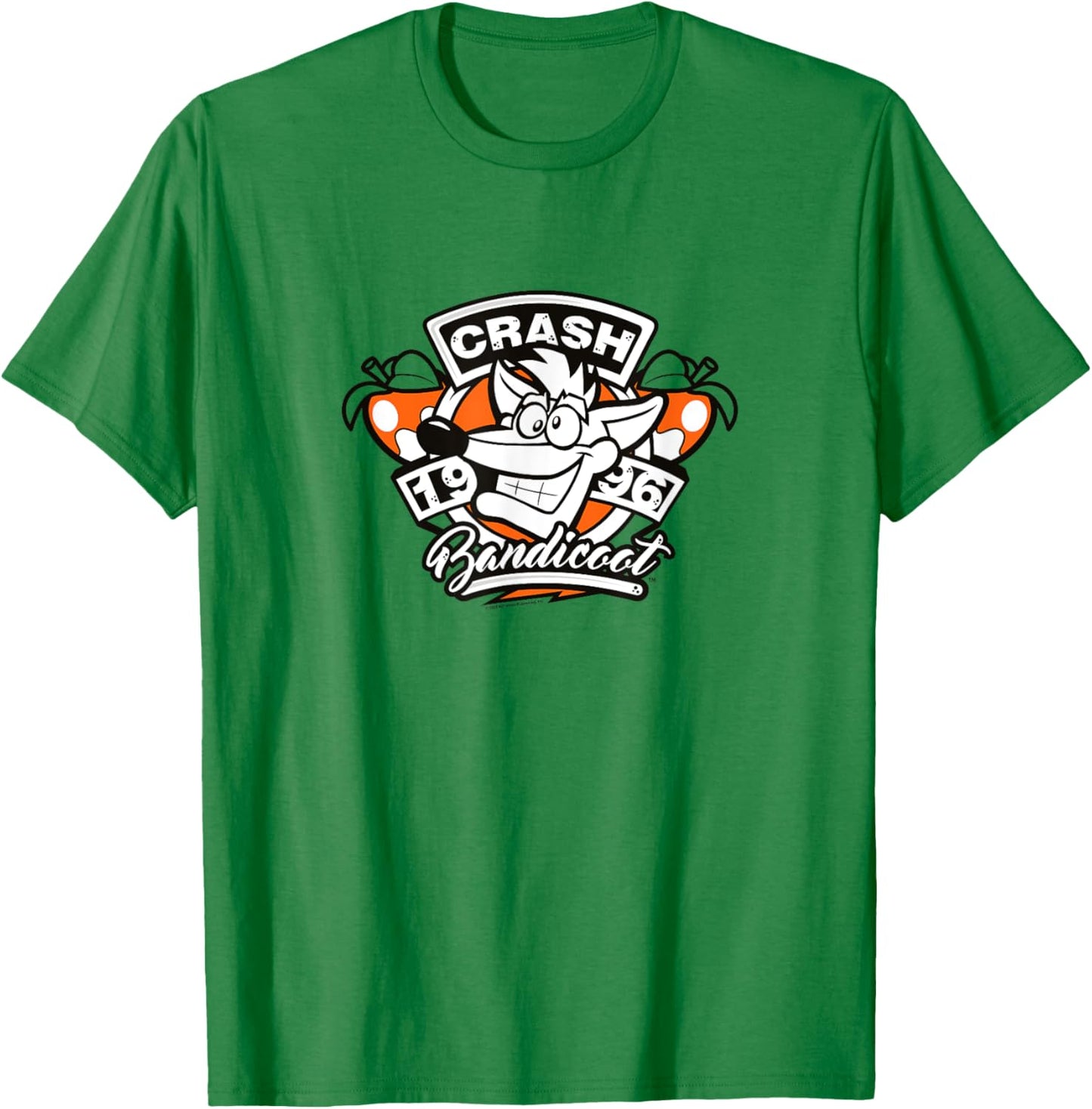 Crash Bandicoot Retro Vintage 1996 Crash Wumpa Fruit Badge T-Shirt - T-Shirt | Irish Green