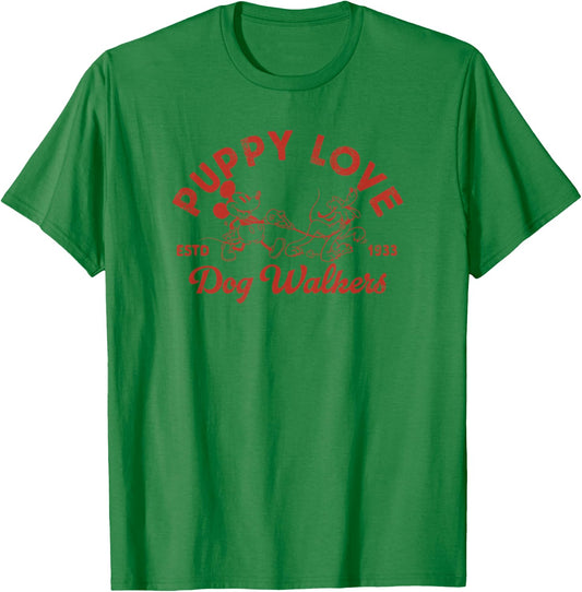 Disney Mickey and Friends Pluto Puppy Love Dog Walkers T-Shirt - T-Shirt | Irish Green