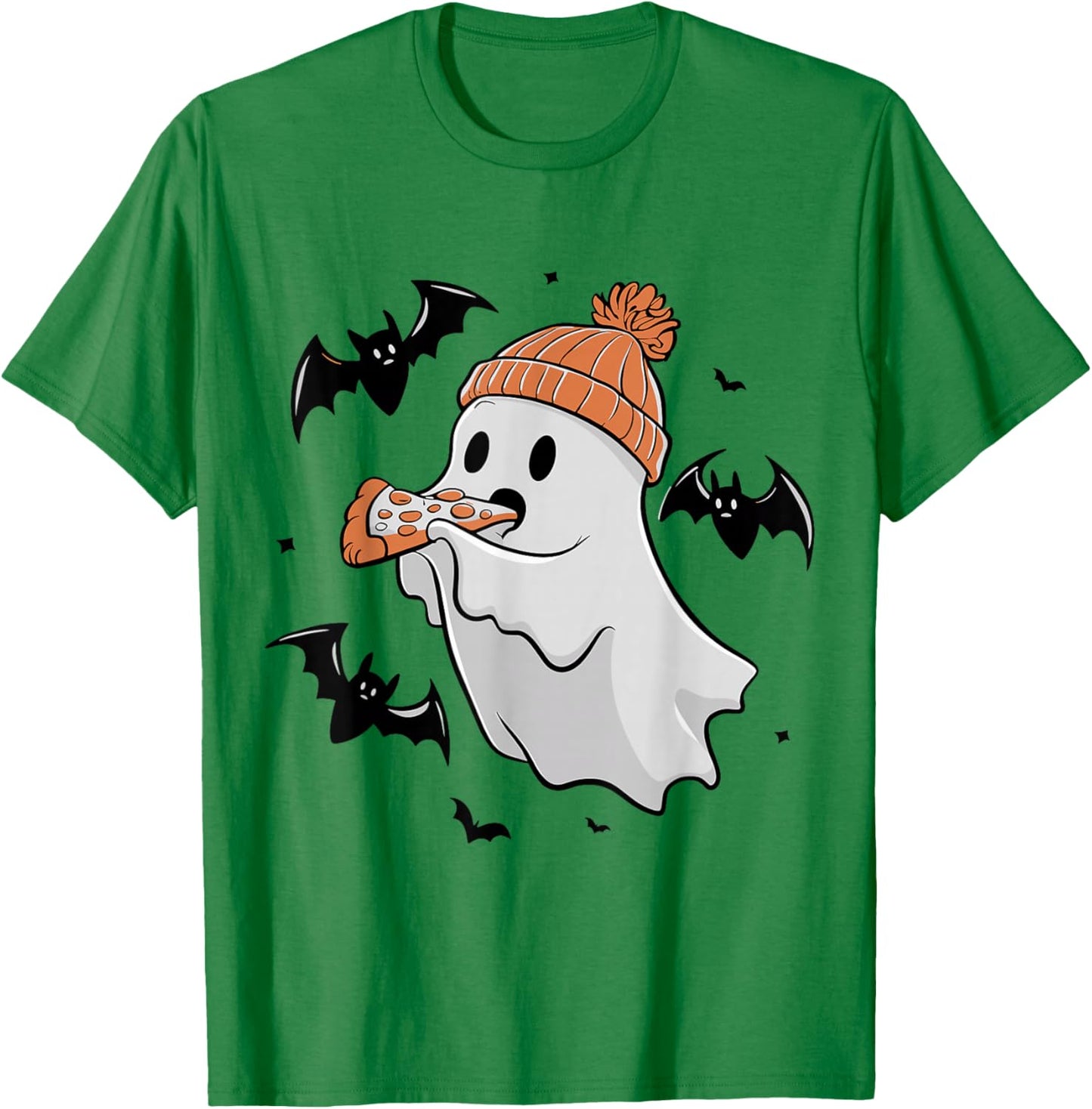 Cute Ghost Eating Pizza Lovers Spooky Halloween Food Costume T-Shirt - T-Shirt | Irish Green