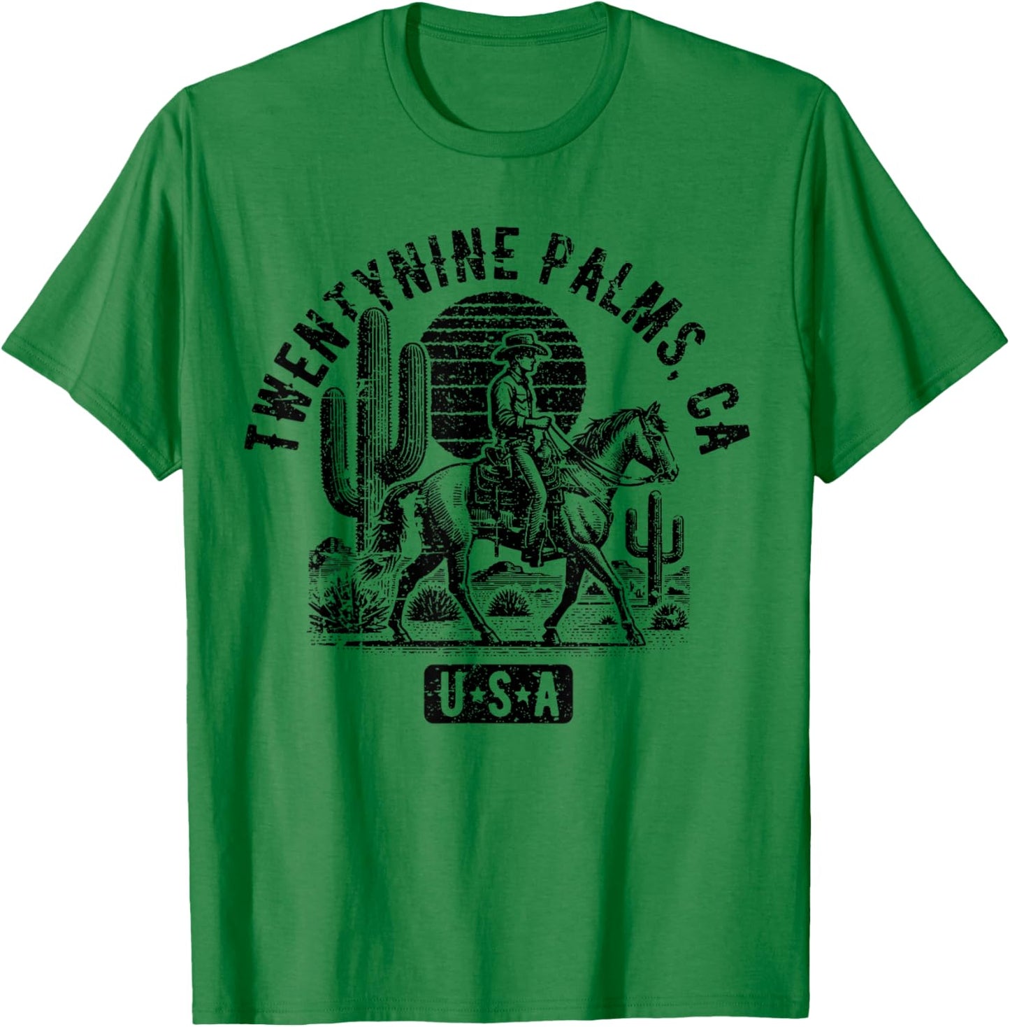 Twentynine Palms California USA Distressed Style Design T-Shirt - T-Shirt | Irish Green