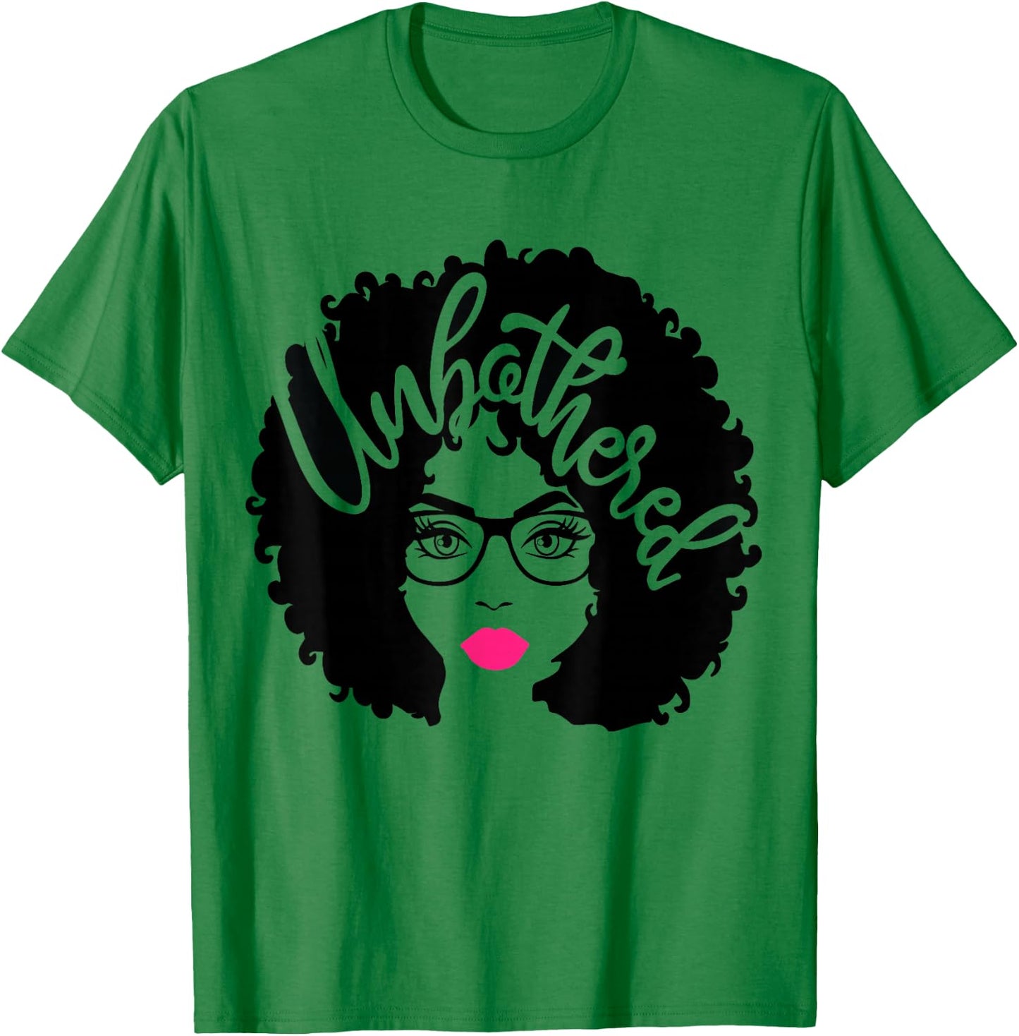 Gift Afro Diva Pink Lips Melanin Black Girl Magic Unbothered T-Shirt - T-Shirt | Irish Green