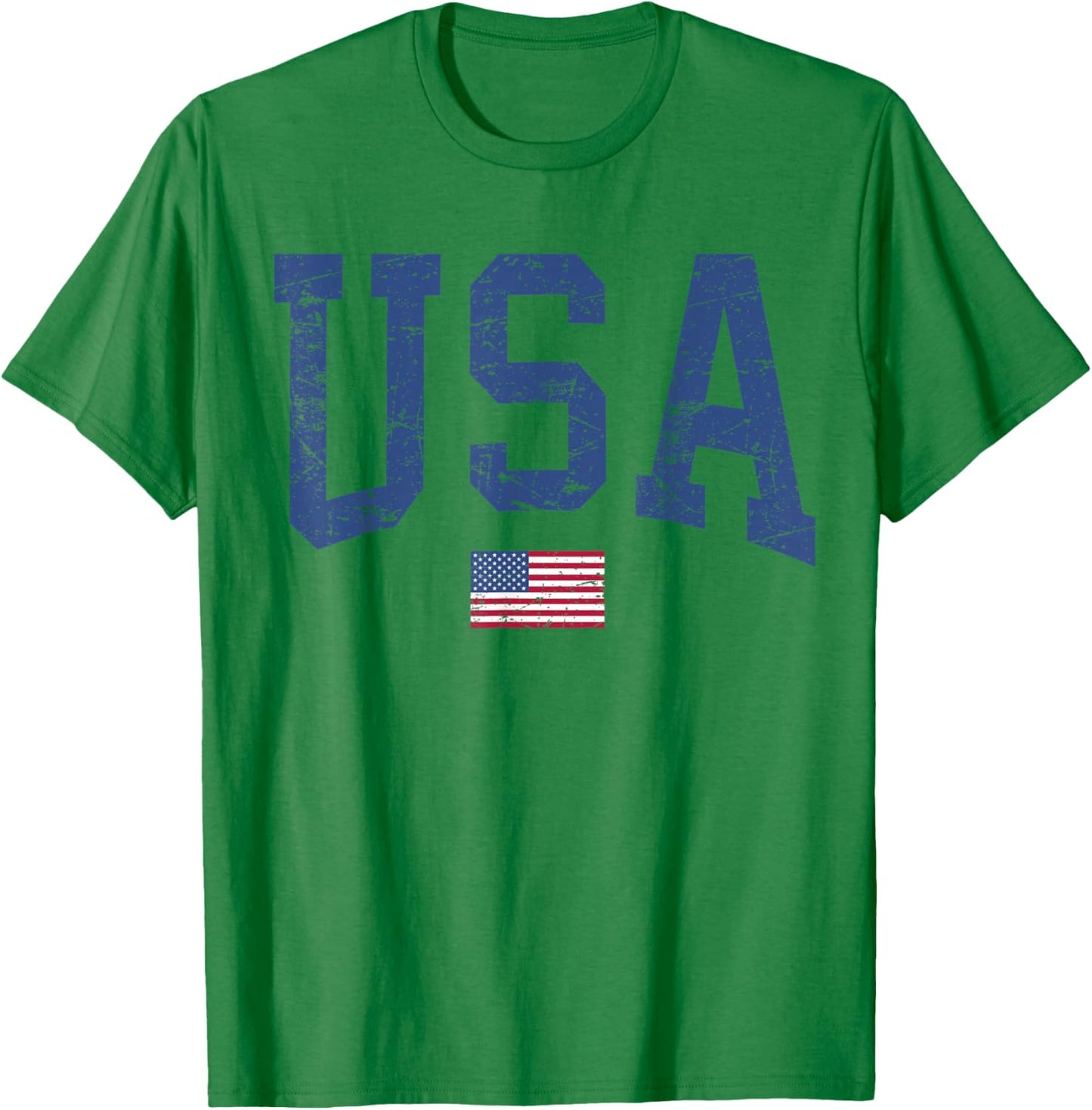 USA Women Men Kids Patriotic American Flag Distressed T-Shirt - T-Shirt | Irish Green