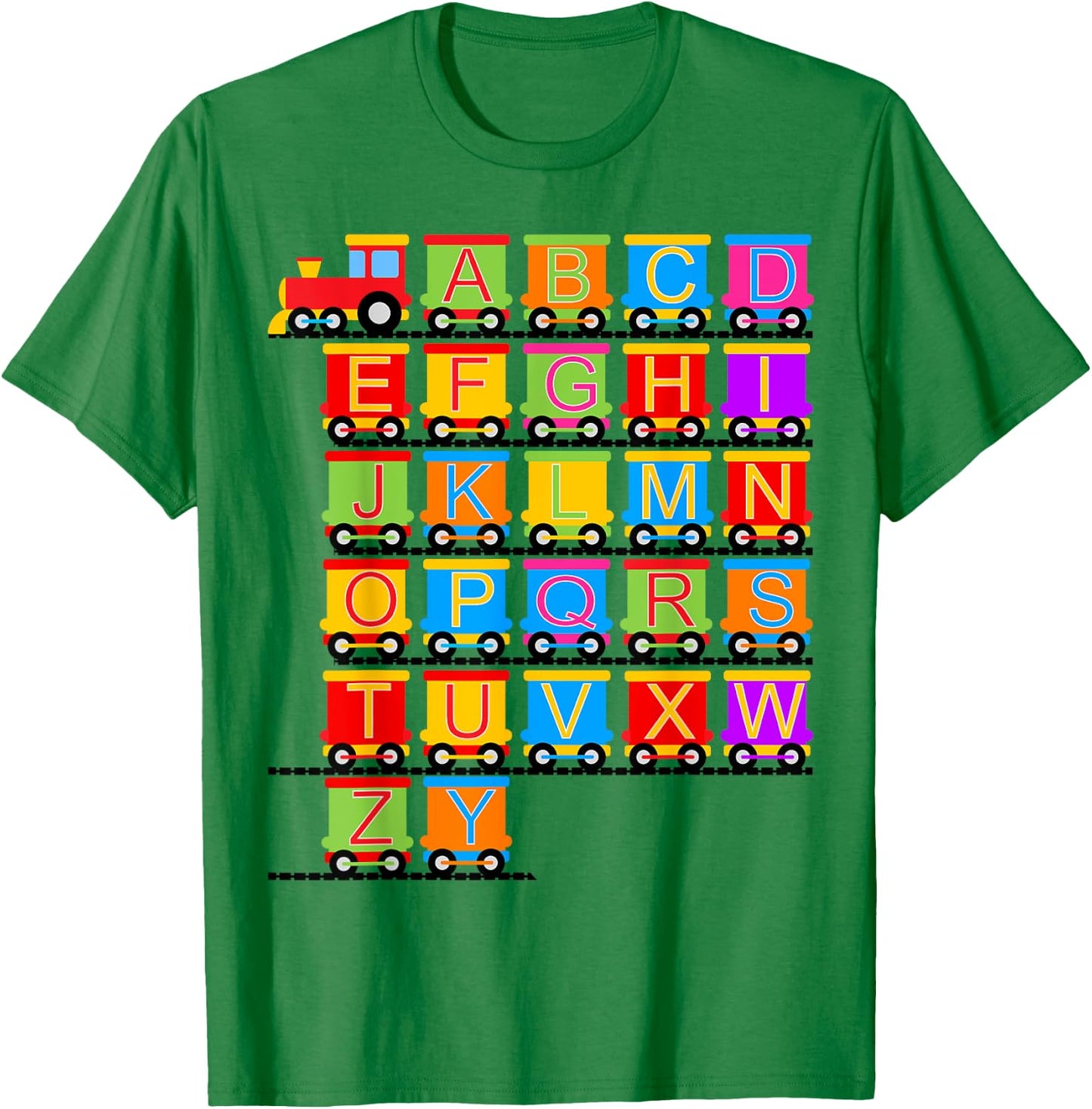Toddler Boy Train Railroad ABC Alphabet Kindergarten Kids T-Shirt - T-Shirt | Irish Green