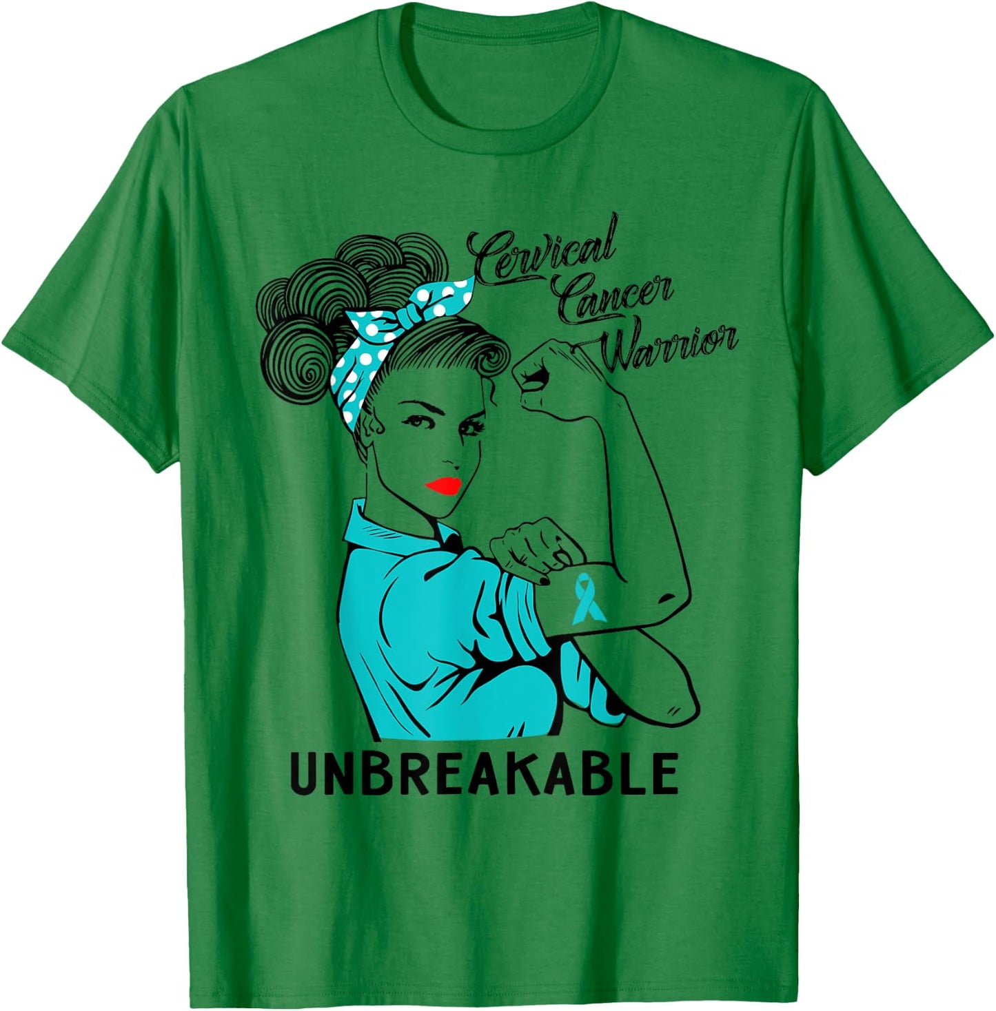 Cervical Cancer Warrior Unbreakable Awareness Gift T-Shirt - T-Shirt | Irish Green
