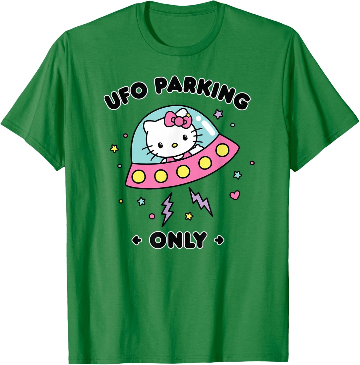 Hello Kitty UFO Parking Only Area 51 Alien Spaceship T-Shirt - T-Shirt | Irish Green