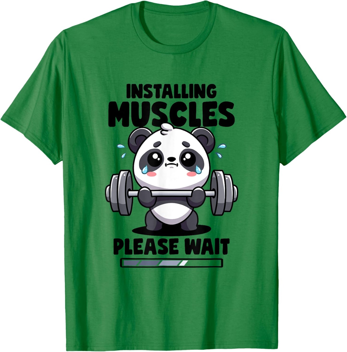 Installing Muscles Please Wait Panda Lifting Gym Quote Panda T-Shirt - T-Shirt | Irish Green