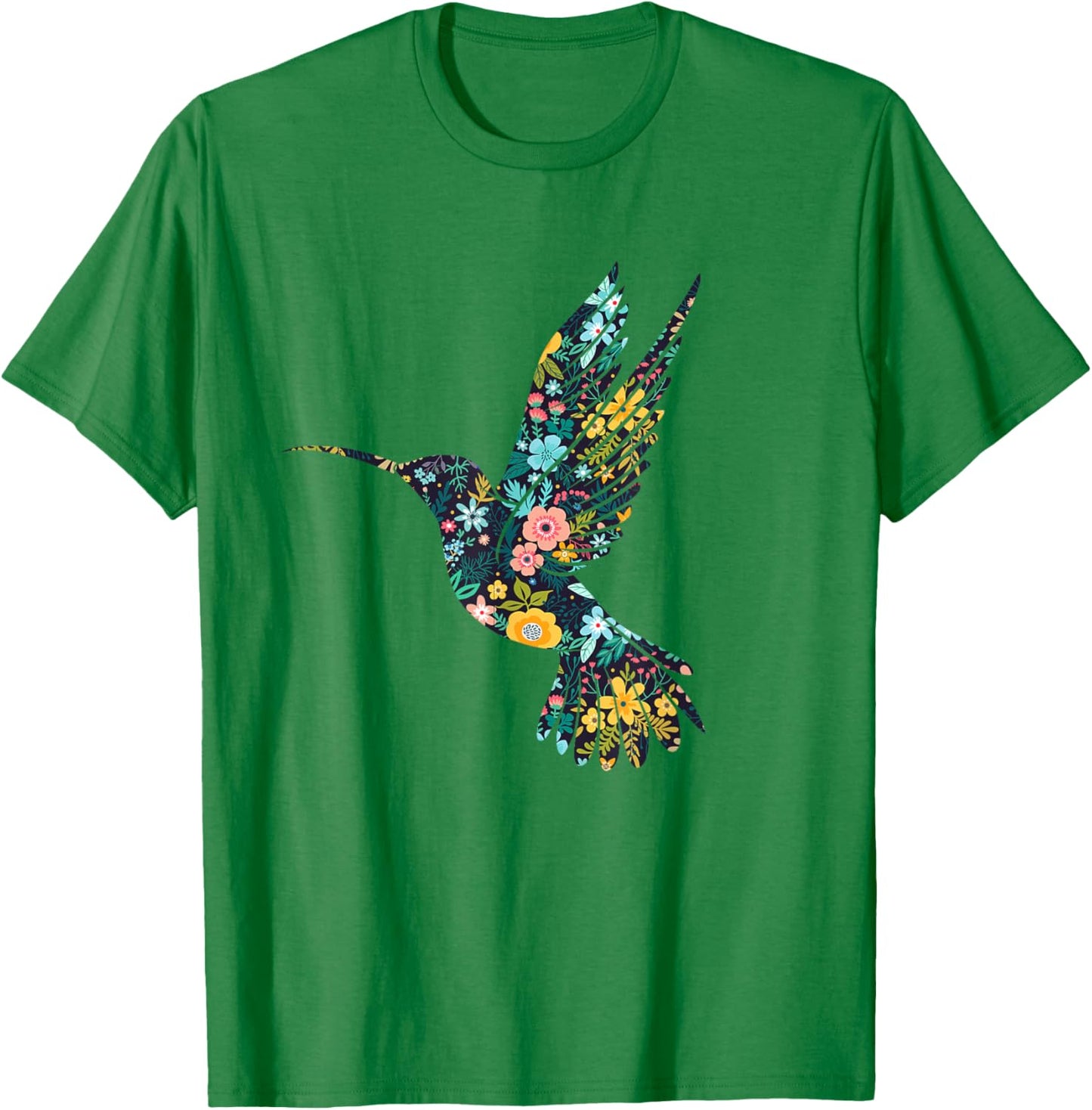 Floral Hummingbird Silhouette Girls Graphic T-Shirt - T-Shirt | Irish Green