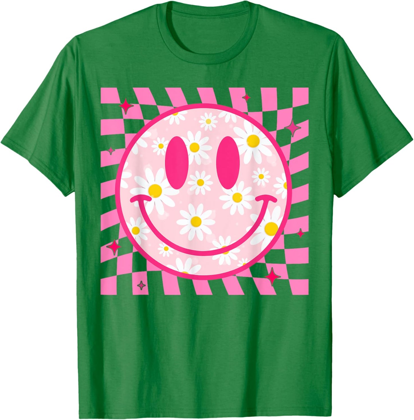 Happy Face Daisy Flower Shirt Preppy Aesthetic Smile Face T-Shirt - T-Shirt | Irish Green