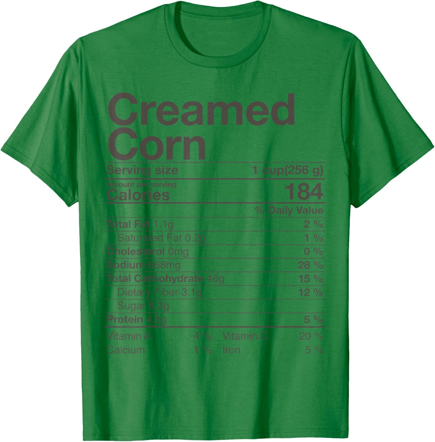 Creamed Corn Nutrition Facts Thanksgiving Gift Christmas T-Shirt - T-Shirt | Irish Green