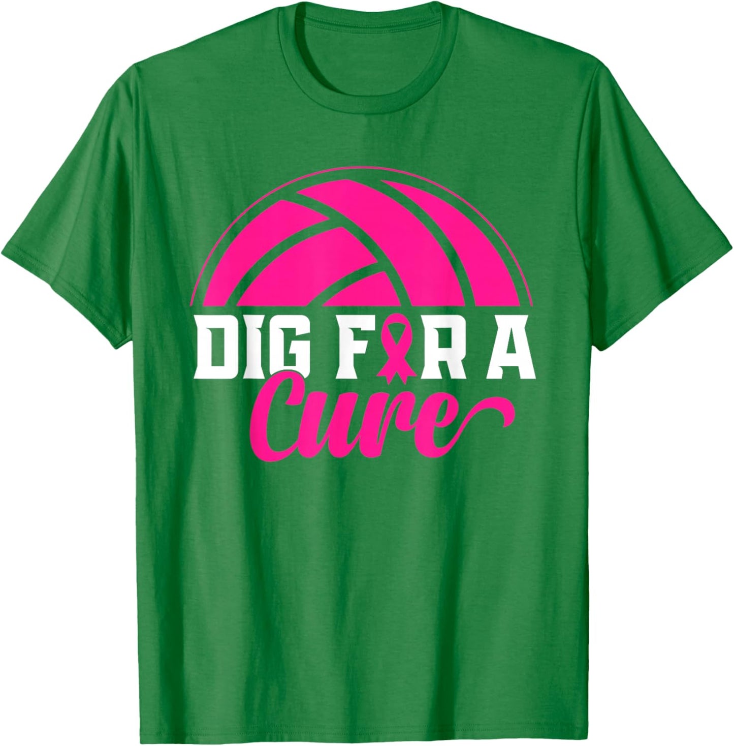 Dig For A Cure Breast Cancer Awareness Volleyball Pink Print T-Shirt - T-Shirt | Irish Green