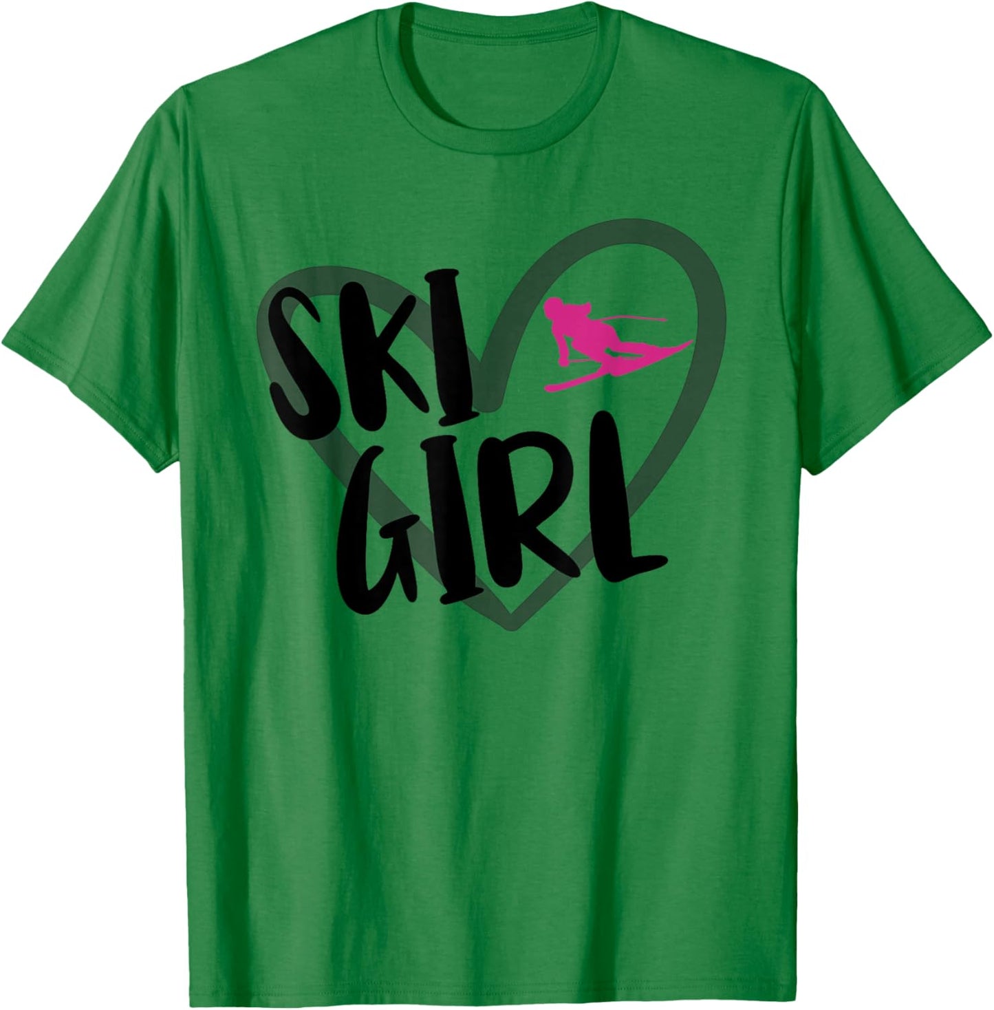 Ski Girl Heart Funny Skiing For Skiers T-Shirt - T-Shirt | Irish Green