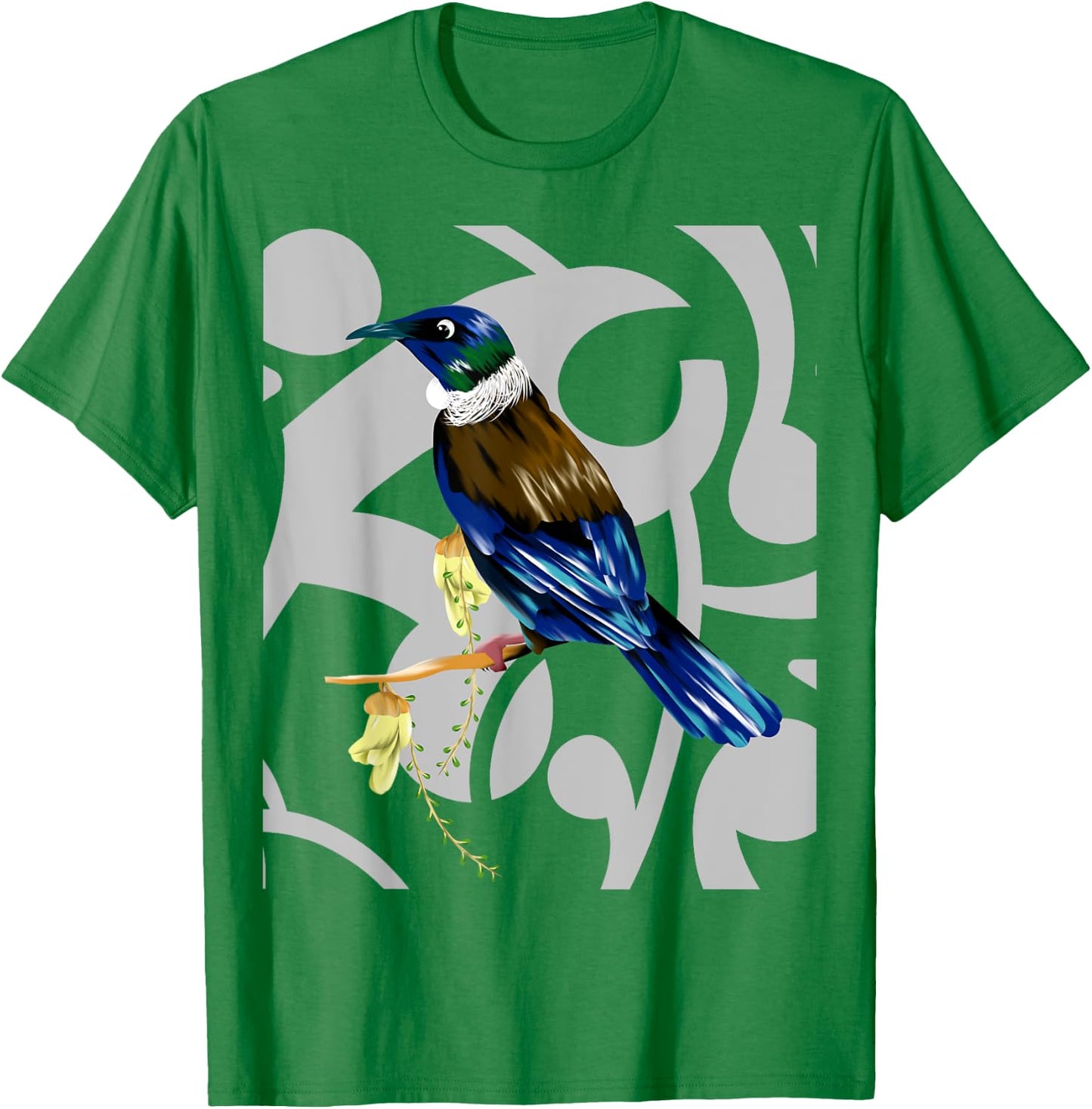 Tui New Zealand Bird Maori Koru Pattern. T-Shirt - T-Shirt | Irish Green