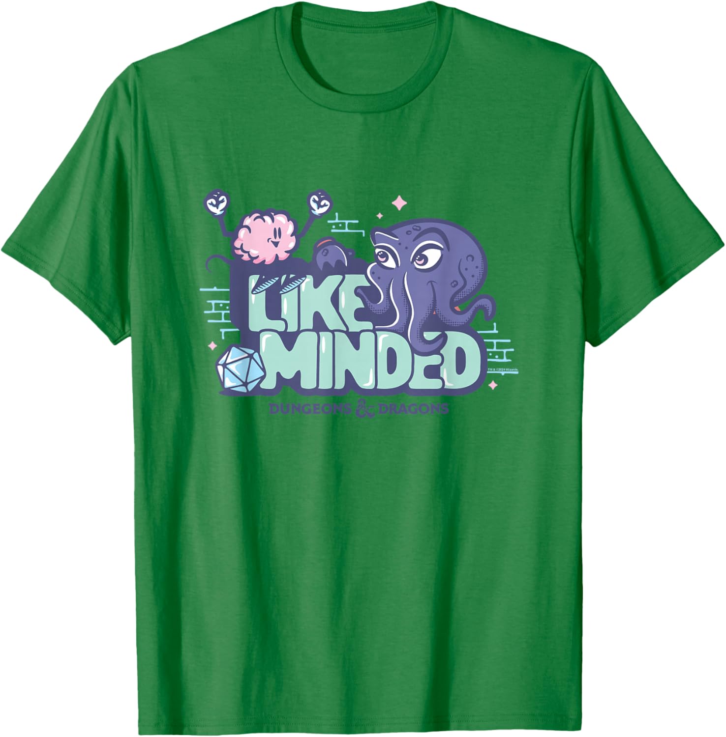 Dungeons & Dragons Like Minded Cute Brain & Mind Flayer T-Shirt - T-Shirt | Irish Green