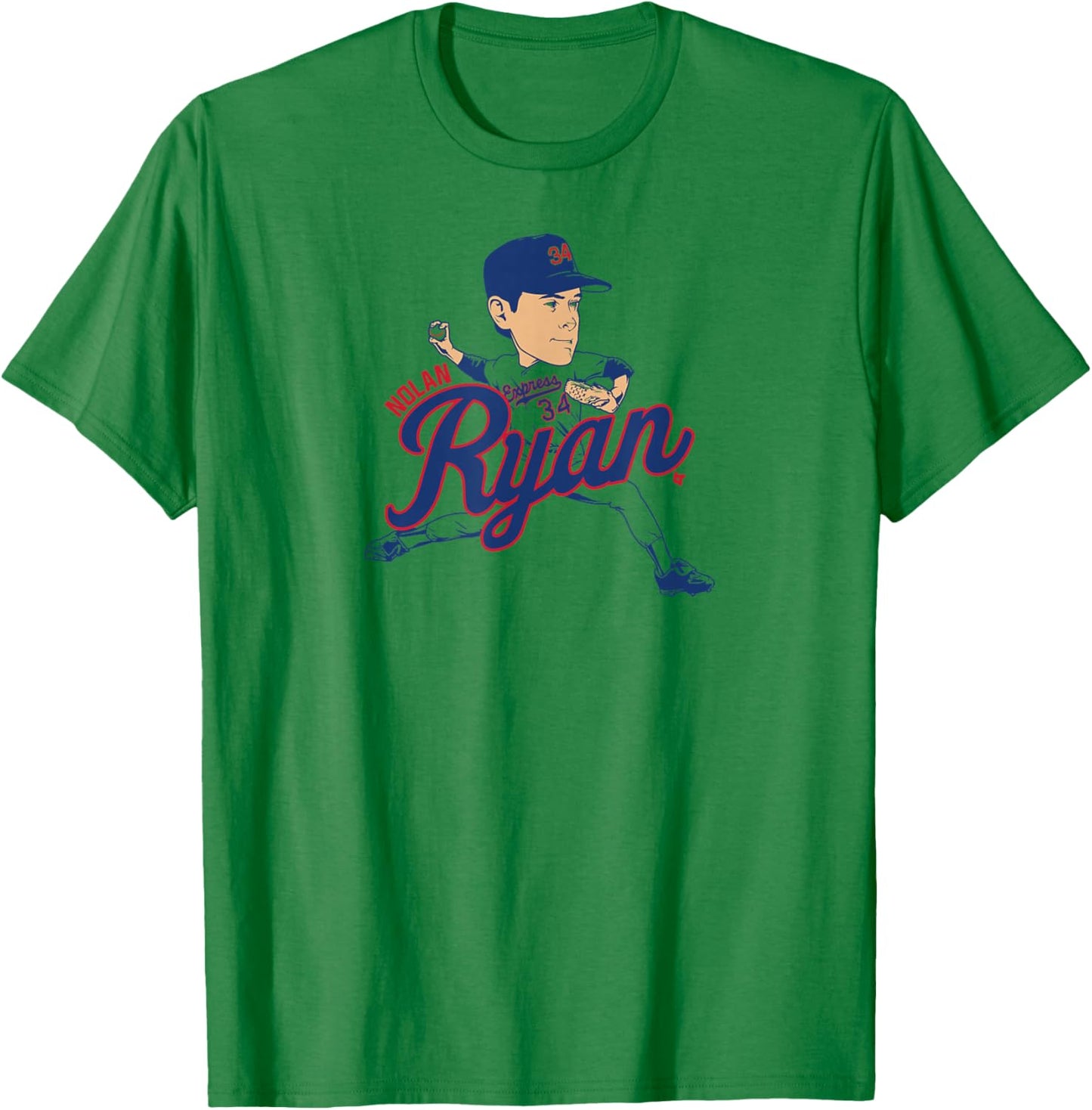 Nolan Ryan - Caricature - Texas Baseball T-Shirt - T-Shirt | Irish Green