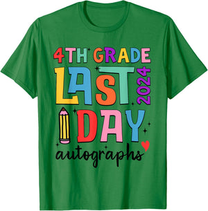 Last Day Autographs 4th Grade Teachers Students 2023-2024 T-Shirt - T-Shirt | Irish Green
