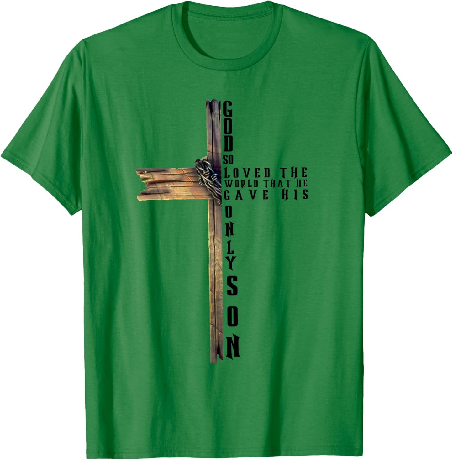 John 3:16 Christian Cross Bible T-Shirt - T-Shirt | Irish Green