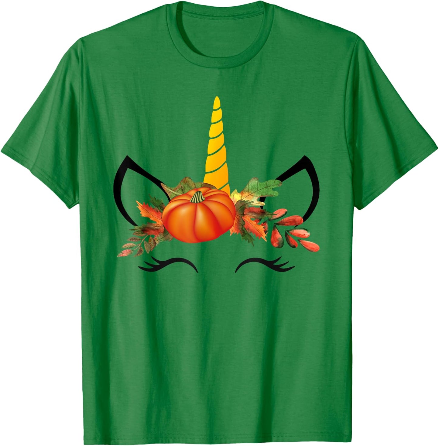 Cute Unicorn Pumpkin Shirts for Kids Halloween Thanksgiving T-Shirt - T-Shirt | Irish Green
