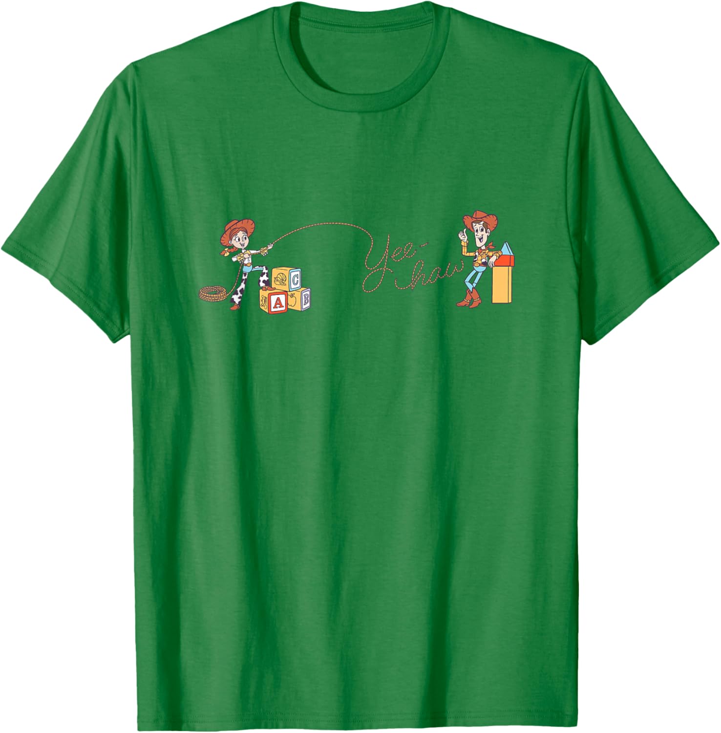 Disney Pixar Toy Story Jessie Woody Cawboys Yee Haw Logo T-Shirt - T-Shirt | Irish Green