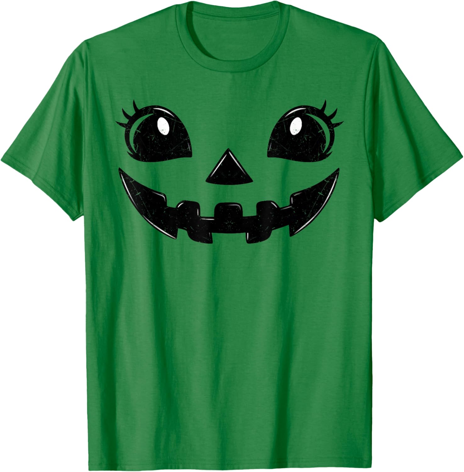 Jack O Lantern Face Pumpkin Eyelashes Hallowen Costume Funny T-Shirt - T-Shirt | Irish Green