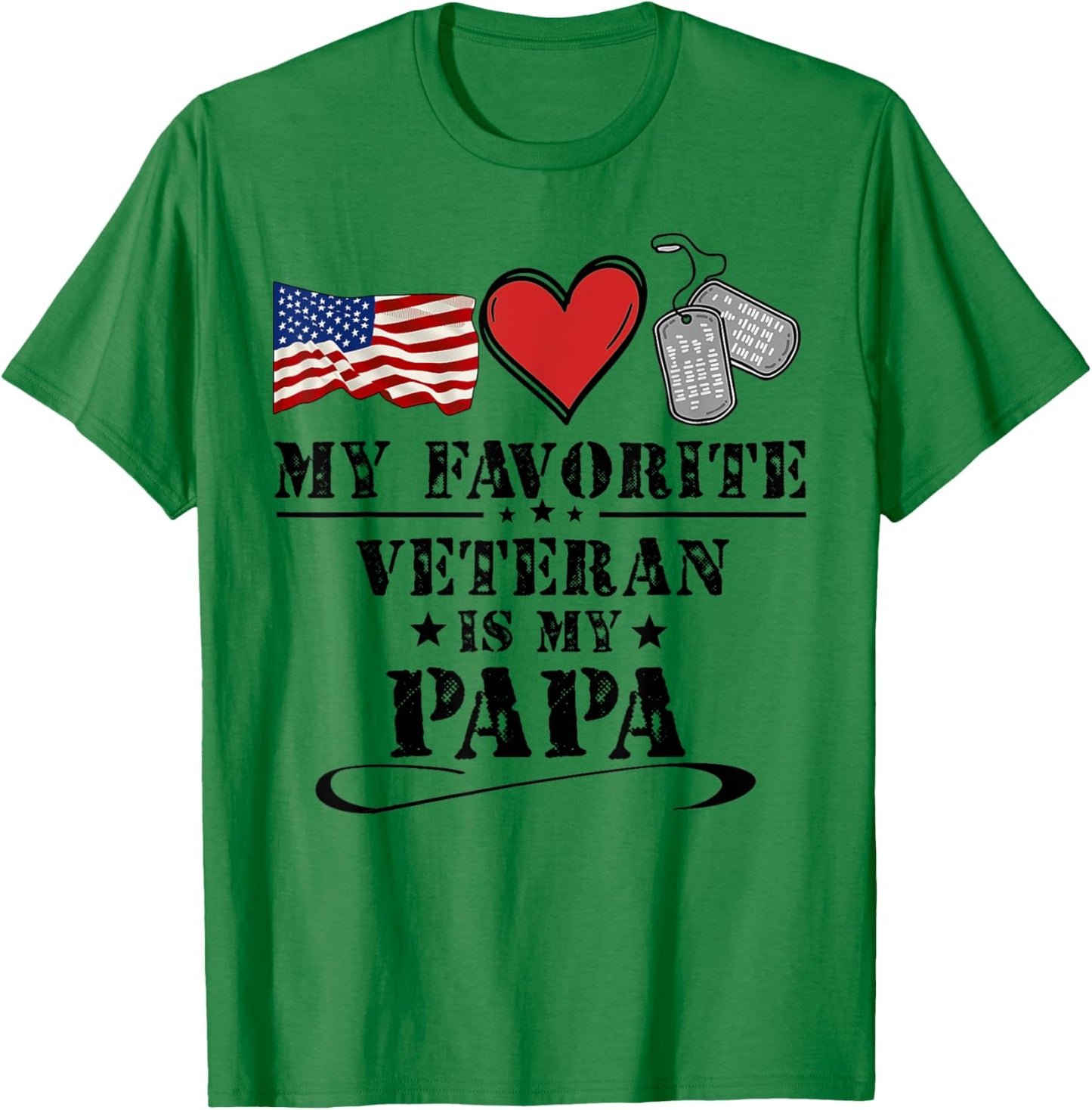 My Favorite Veteran Is My Papa Father Veterans Day Kids T-Shirt - T-Shirt | Irish Green