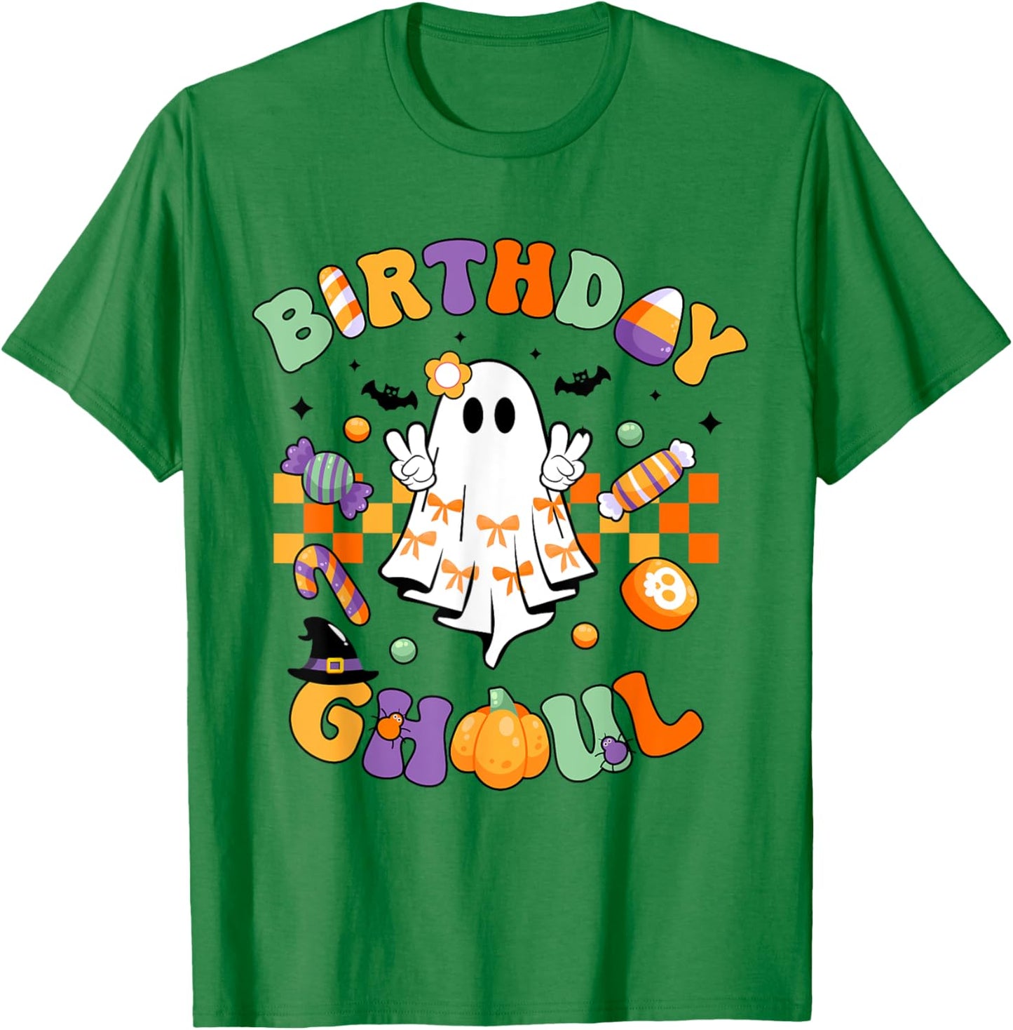 Birthday Ghoul Retro Groovy Boo Ghost Halloween Birthday T-Shirt - T-Shirt | Irish Green