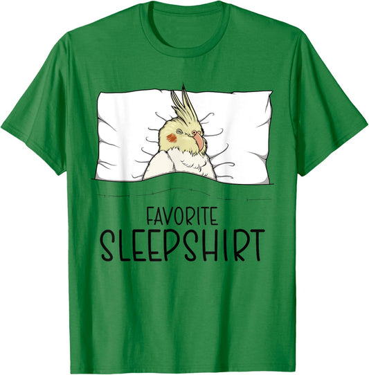 Favorite Sleepshirt Cockatiel, Napping Bird Pajama T-Shirt - T-Shirt | Irish Green