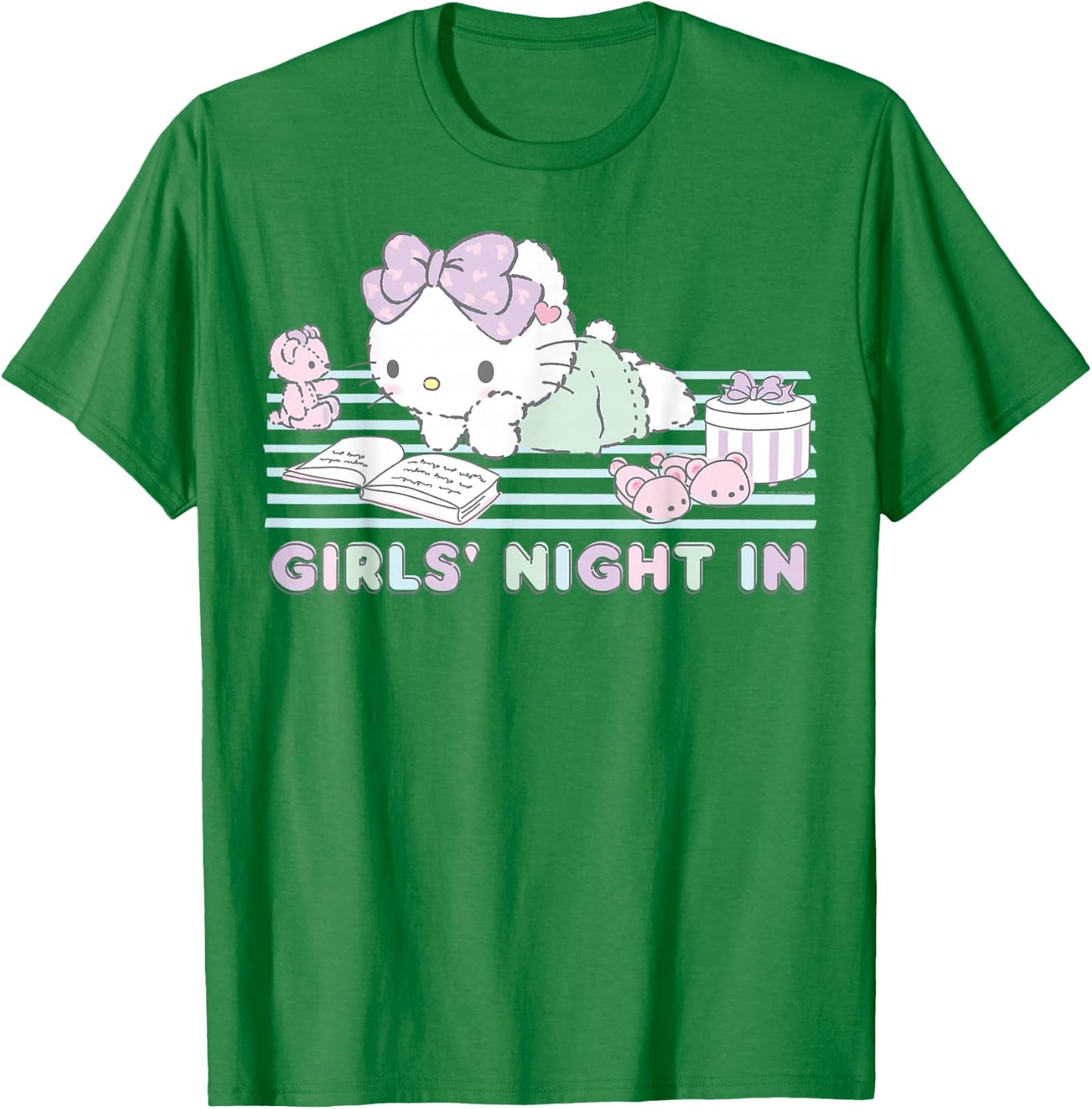 Hello Kitty Girls Night In Reading Short Sleeve T-Shirt - T-Shirt | Irish Green