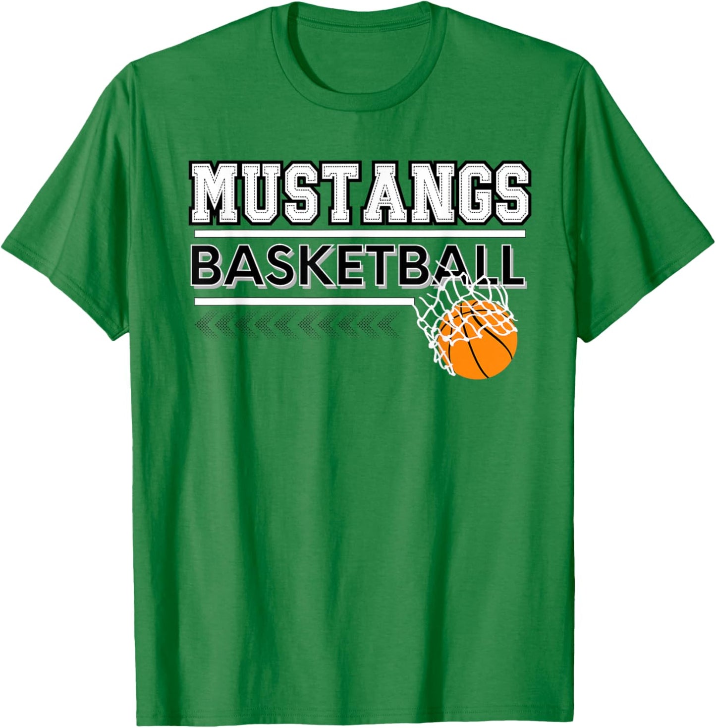 Mustangs School Spirit Sports Basketball School Teacher Women Kids T-Shirt - T-Shirt | Irish Green
