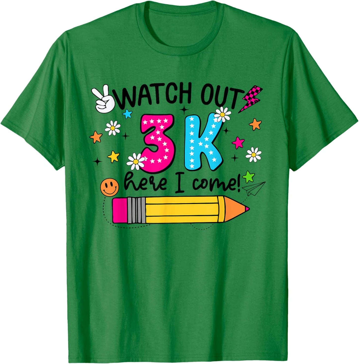 Watch Out 3K Here I Come Cute 3-K First Day Of School Kids T-Shirt - T-Shirt | Irish Green