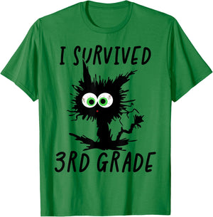 I Survived Third Grade Cat T-Shirt - T-Shirt | Irish Green