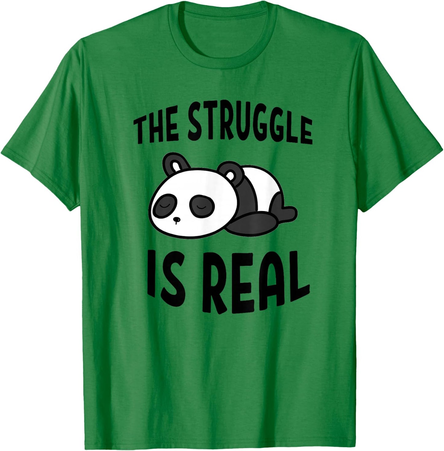 Lazy Panda The Struggle Is Real Cute Panda T-Shirt - T-Shirt | Irish Green