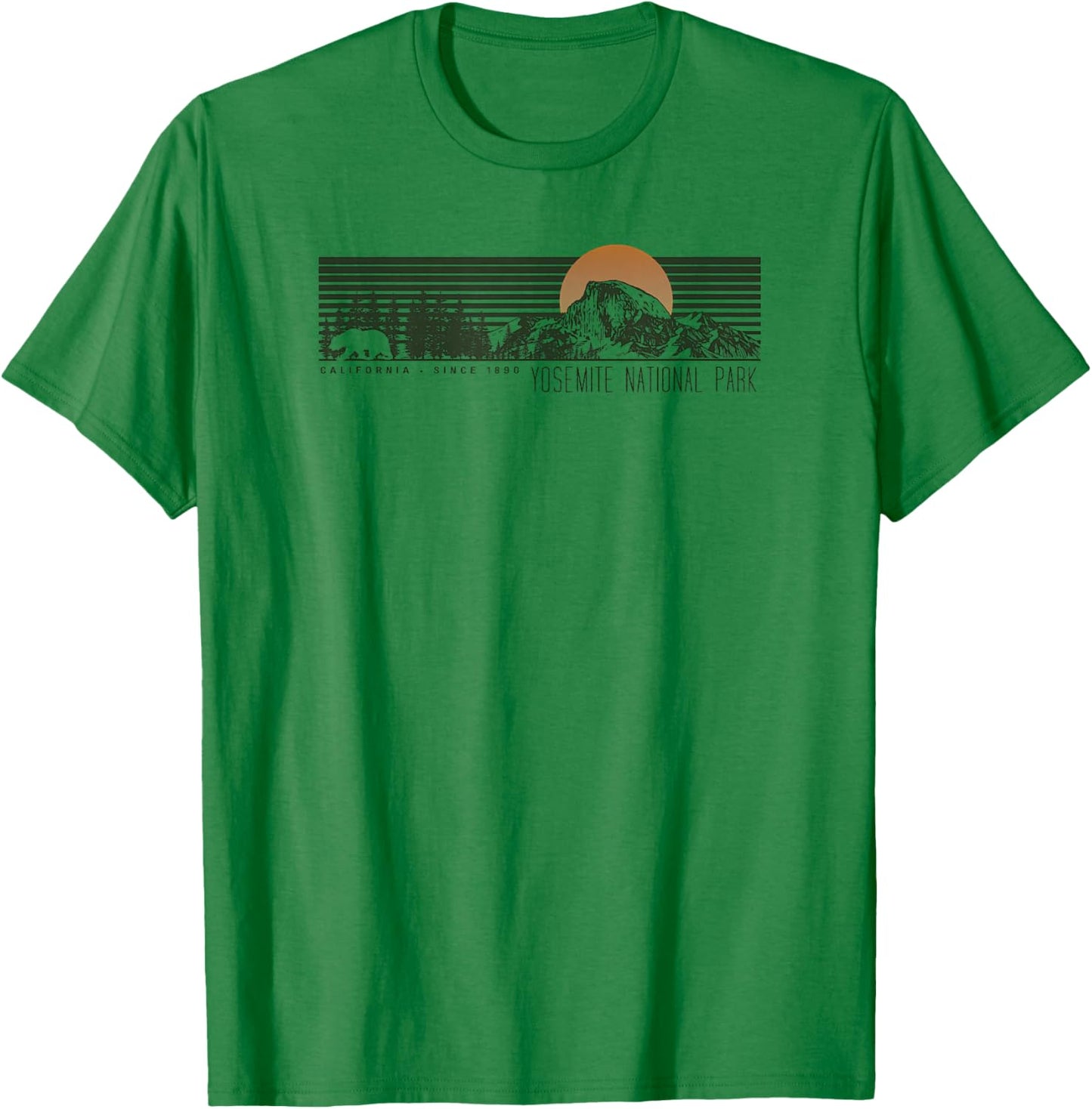 Retro Yosemite National Park Half Dome T-Shirt - T-Shirt | Irish Green