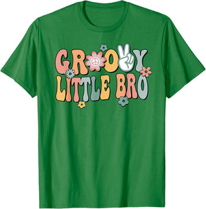 Groovy Little bro Retro Brother Matching Family 1st Birthday T-Shirt - T-Shirt | Irish Green