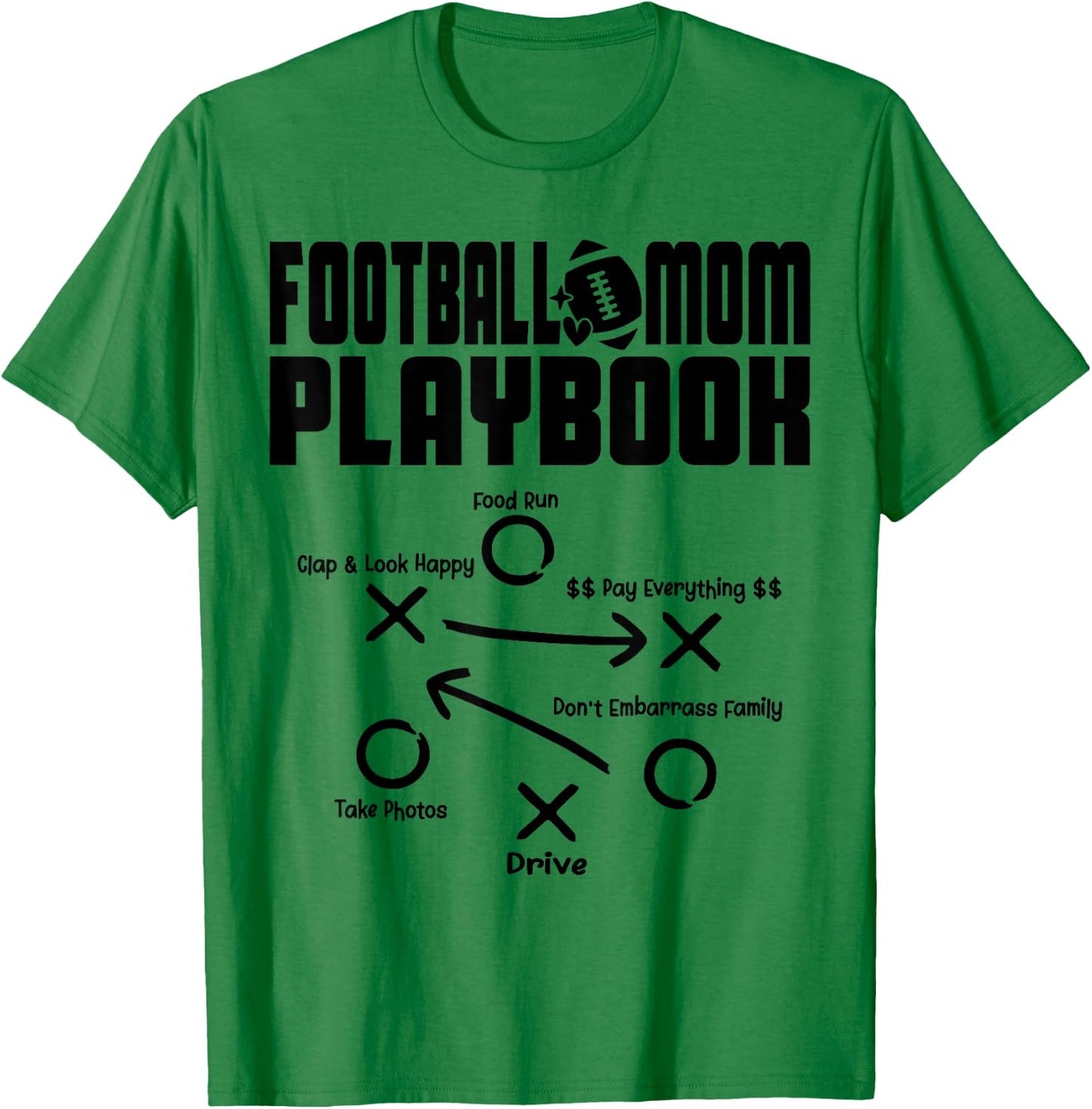 Football Mom PLAYBOOK Football Love Football Player Game Day T-Shirt - T-Shirt | Irish Green