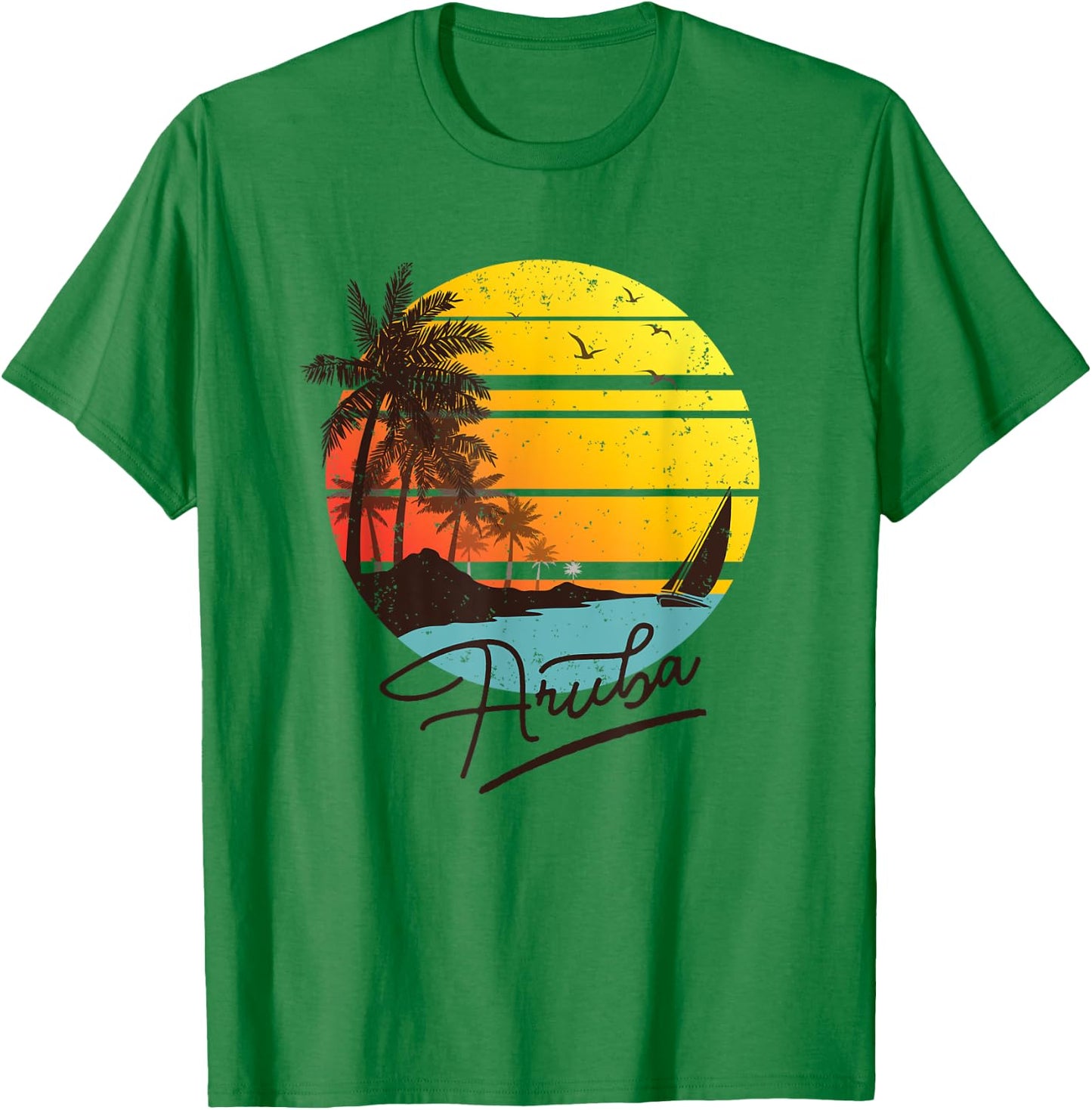 Aruba Retro Summer Tropical Beach T-Shirt - T-Shirt | Irish Green