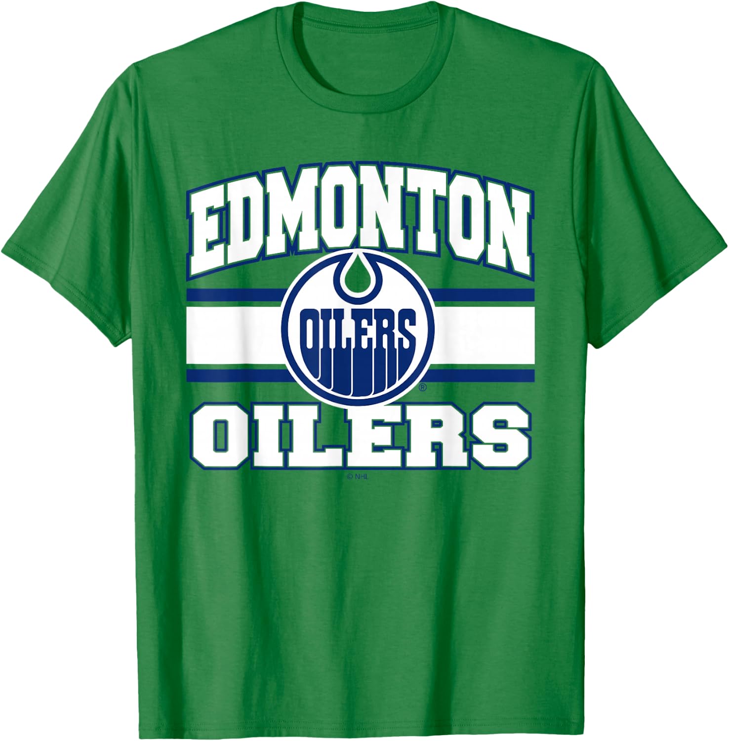 Edmonton Oilers Stripe Orange Officially Licensed T-Shirt - T-Shirt | Irish Green