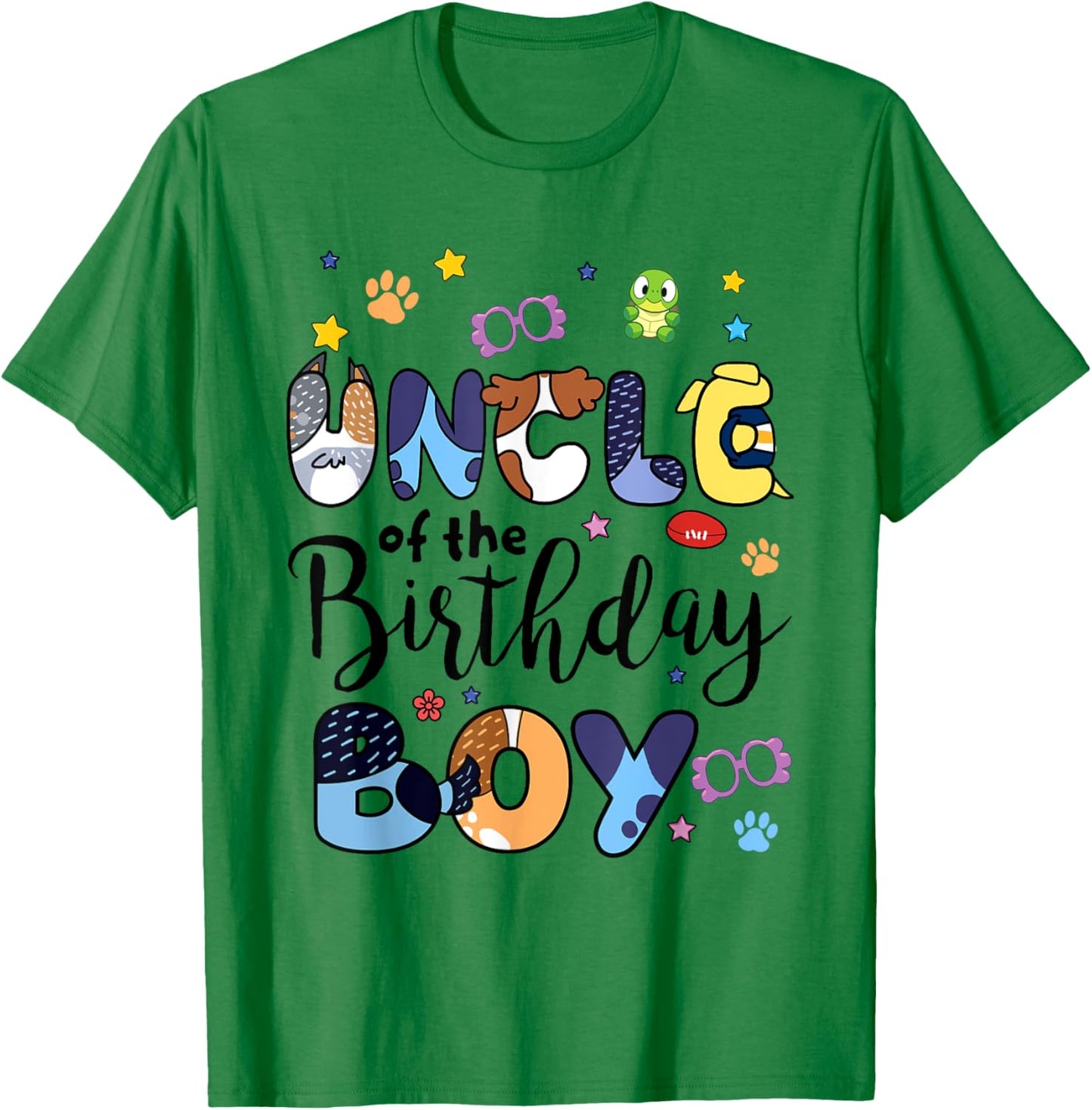Blue Heeler Dog Uncle Of Birthday Boy Paw Family Matching T-Shirt - T-Shirt | Irish Green