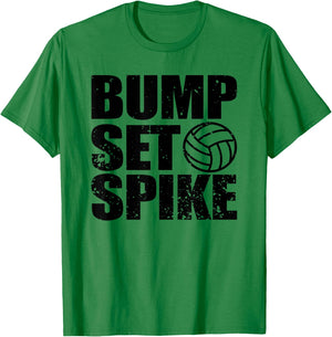 Funny Bump Set Spike Girls School Volleyball T-Shirt - T-Shirt | Irish Green
